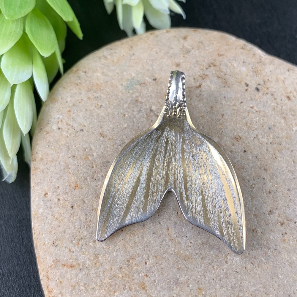 Sterling Antique Mermaid Tail Spoon Pendant